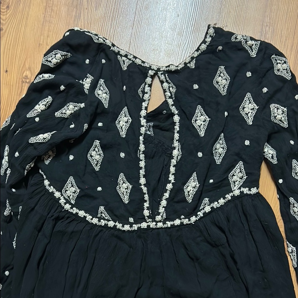 Free People top size xs Black Long Sleeve Boho - Picture 6 of 7